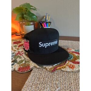 Supreme Box Logo Mesh Back New Era Fitted Trucker Hat Black SS24 World Famous